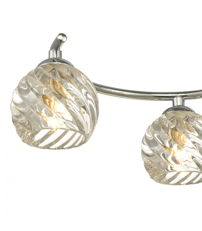 Semi Flush Ceiling Light Light Polished Chrome With Twisted Open Glass, 6x G9