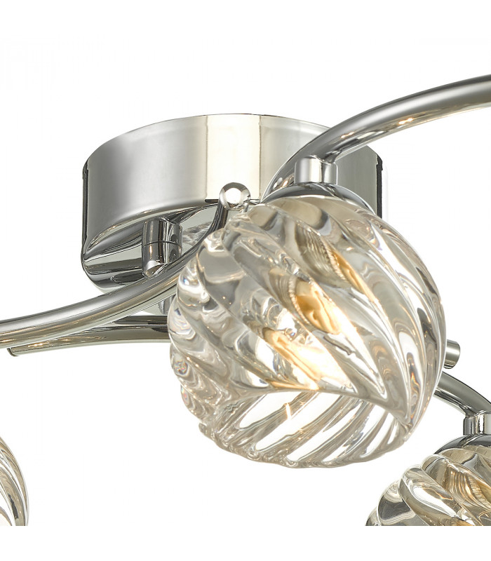 Semi Flush Ceiling Light Light Polished Chrome With Twisted Open Glass, 6x G9