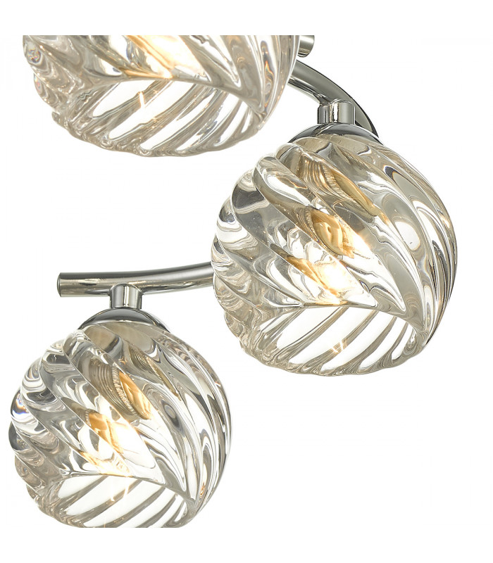 Semi Flush Ceiling Light Light Polished Chrome With Twisted Open Glass, 6x G9
