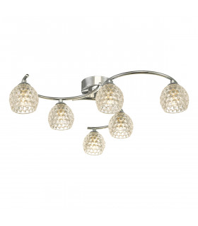Semi Flush Ceiling Light Light Polished Chrome With Dimpled Glass, 6x G9