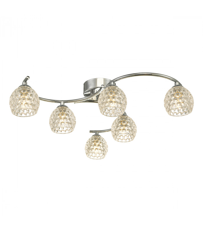 Semi Flush Ceiling Light Light Polished Chrome With Dimpled Glass, 6x G9
