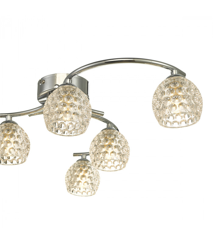 Semi Flush Ceiling Light Light Polished Chrome With Dimpled Glass, 6x G9