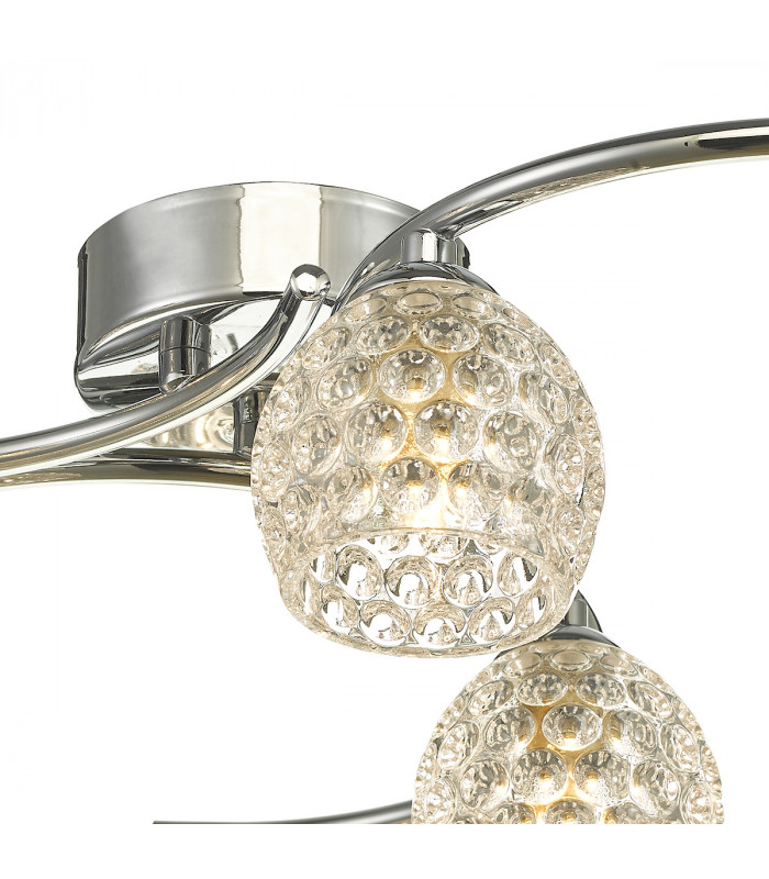 Semi Flush Ceiling Light Light Polished Chrome With Dimpled Glass, 6x G9