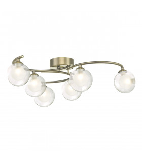 Semi Flush Ceiling Light Light Antique Brass With Clear.Opal Glass, 6x G9