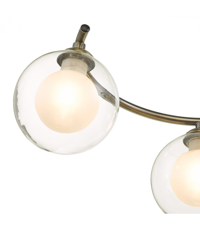 Semi Flush Ceiling Light Light Antique Brass With Clear.Opal Glass, 6x G9