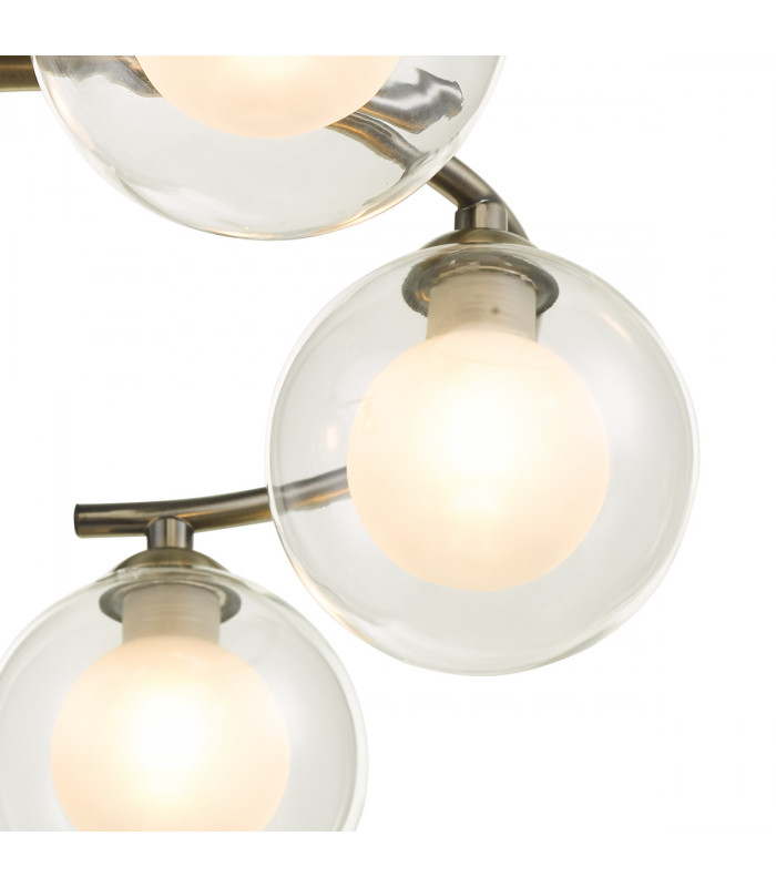 Semi Flush Ceiling Light Light Antique Brass With Clear.Opal Glass, 6x G9