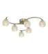 Semi Flush Ceiling Light Light Antique Brass With Dimpled Glass, 6x G9
