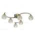 Semi Flush Ceiling Light Light Antique Brass With Dimpled Glass, 6x G9