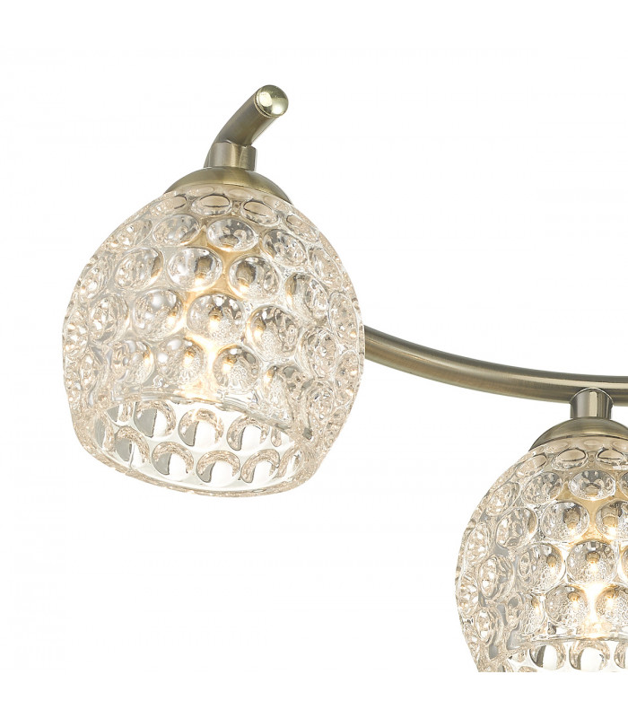 Semi Flush Ceiling Light Light Antique Brass With Dimpled Glass, 6x G9