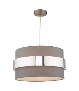 Cylindrical Easy Fit Grey Shade with Chrome Band
