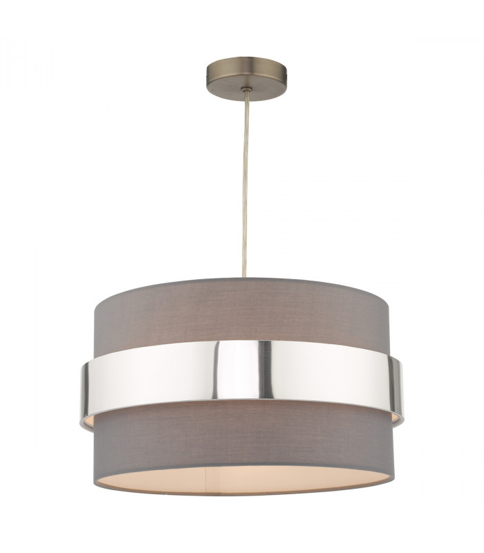 Cylindrical Easy Fit Grey Shade with Chrome Band