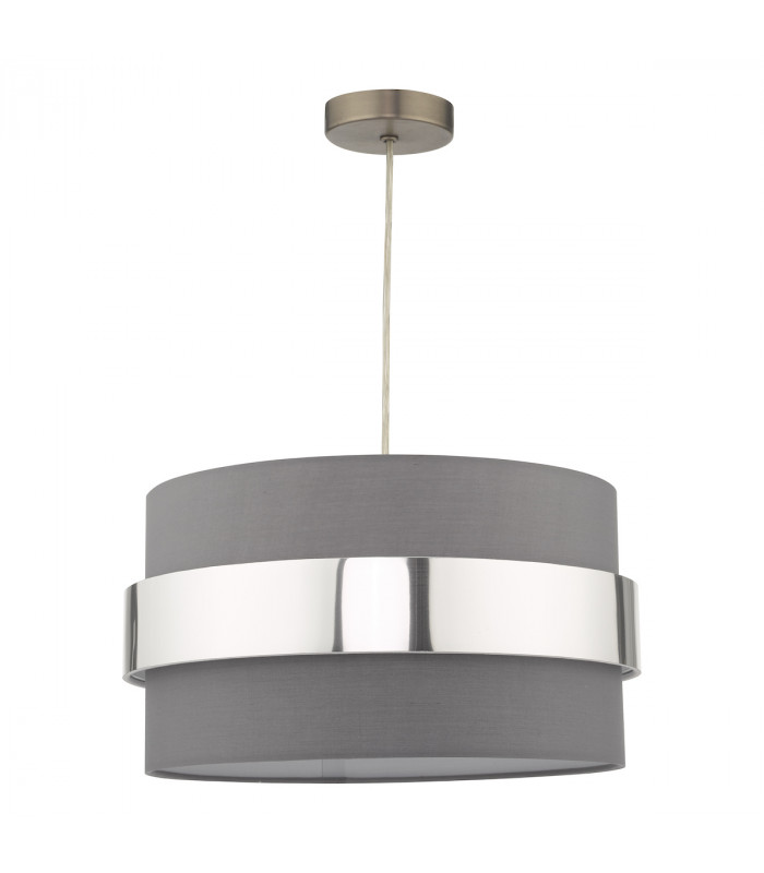 Cylindrical Easy Fit Grey Shade with Chrome Band