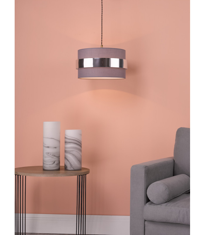 Cylindrical Easy Fit Grey Shade with Chrome Band