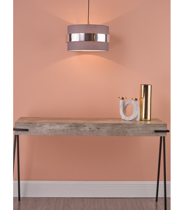 Cylindrical Easy Fit Grey Shade with Chrome Band