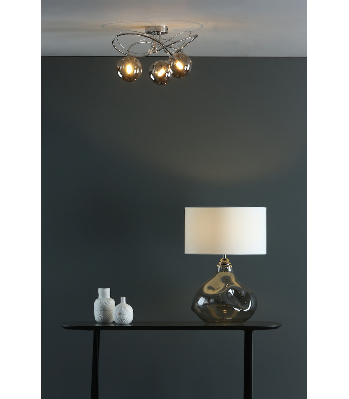 Semi Flush Ceiling Light Light Polished Chrome With Smoked Glass, 3x G9
