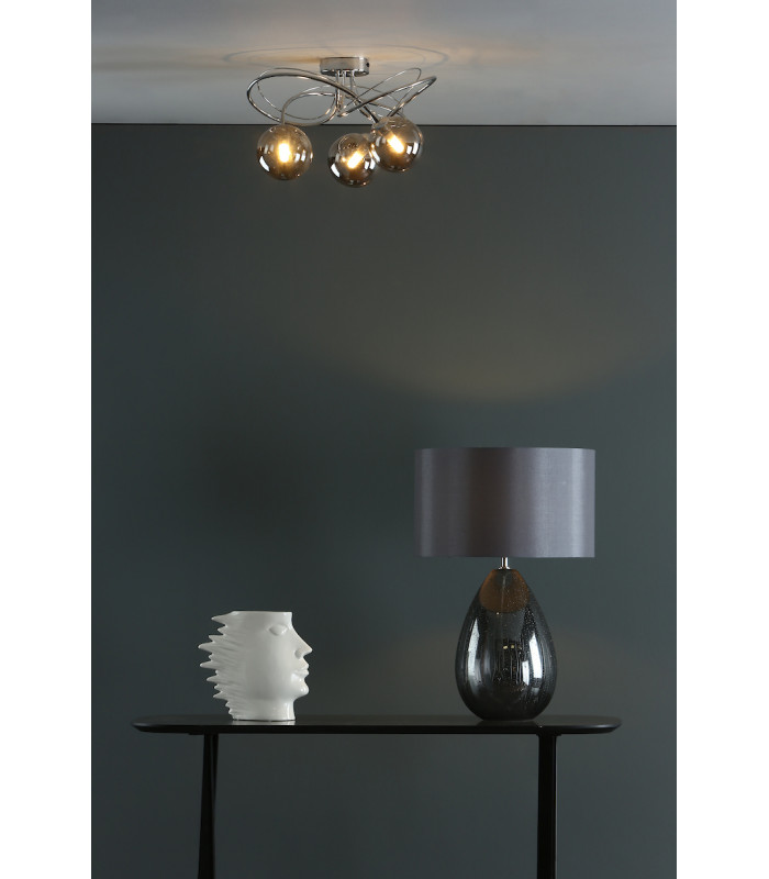 Semi Flush Ceiling Light Light Polished Chrome With Smoked Glass, 3x G9
