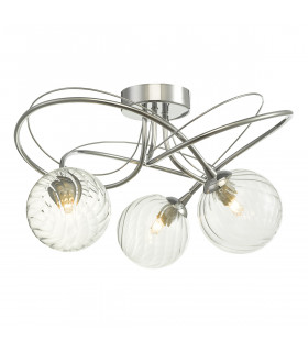 Semi Flush Ceiling Light Light Polished Chrome With Twisted Closed Glass, 3x G9