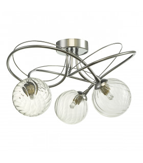 Semi Flush Ceiling Light Light Polished Chrome With Twisted Closed Glass, 3x G9