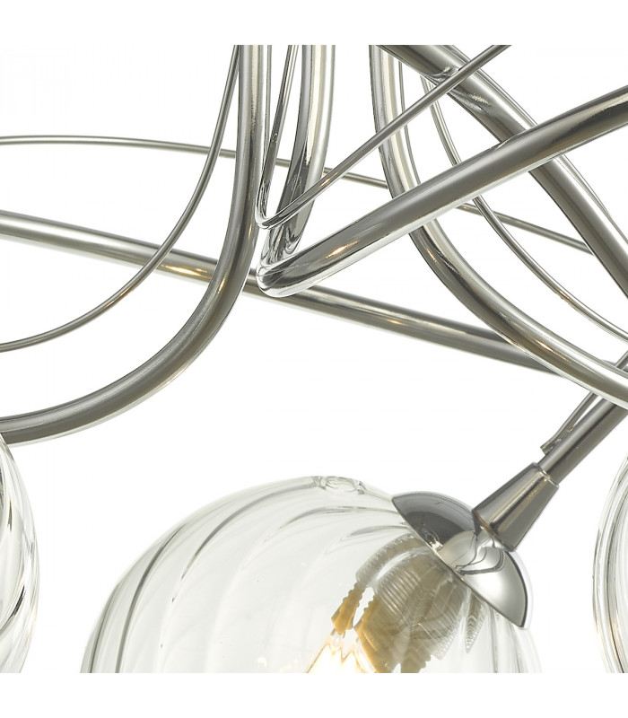 Semi Flush Ceiling Light Light Polished Chrome With Twisted Closed Glass, 3x G9