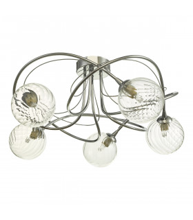 Semi Flush Ceiling Light Light Polished Chrome With Twisted Closed Glass, 5x G9