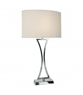 Wavy Table Lamp Polished Chrome complete with Cream Oval Shade