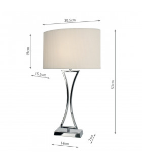 Wavy Table Lamp Polished Chrome complete with Cream Oval Shade