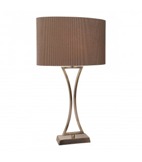 Wavy Table Lamp Antique Brass complete with Brown Oval Shade