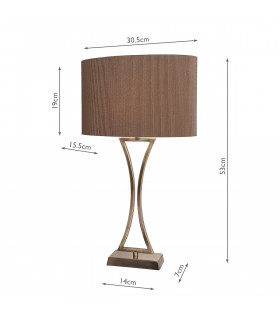 Wavy Table Lamp Antique Brass complete with Brown Oval Shade