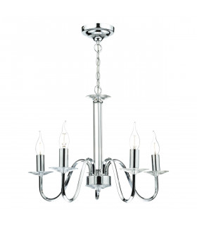 Pendant Light Polished Chrome Clear Crystal Detail, 5x E14