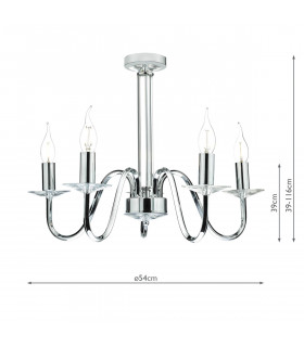 Pendant Light Polished Chrome Clear Crystal Detail, 5x E14