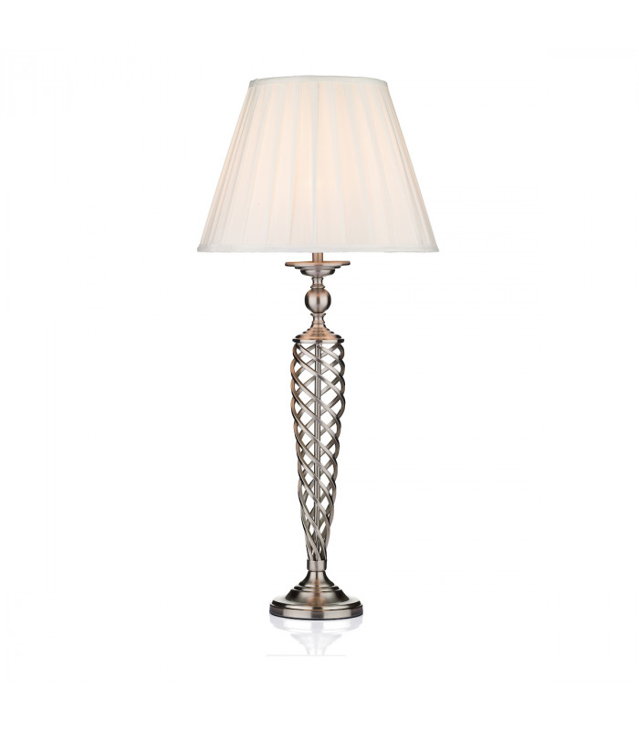 Table Lamp complete with Round Tapered Shade Satin Chrome
