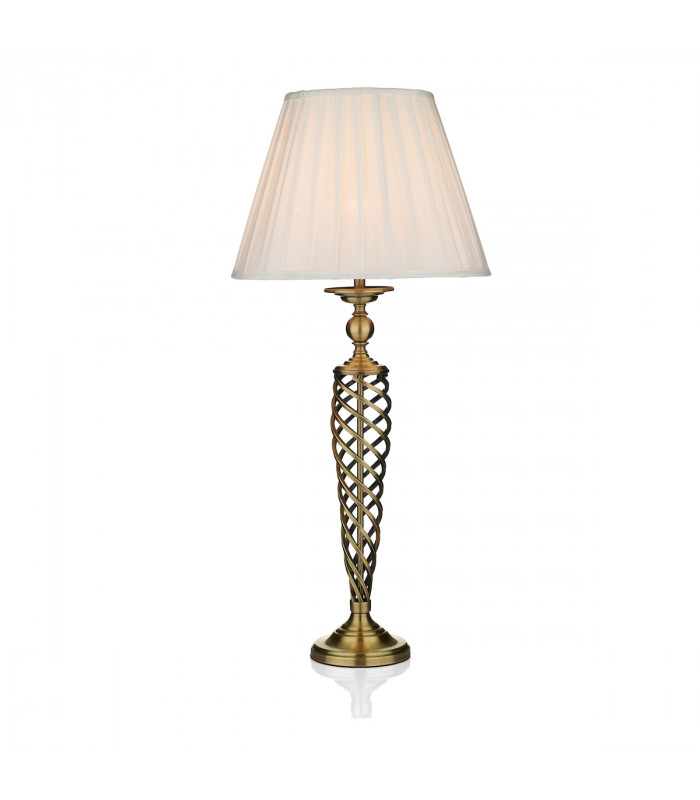 Table Lamp complete with Round Tapered Shade Antique Brass