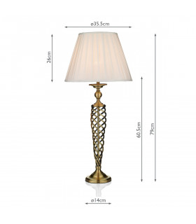 Table Lamp complete with Round Tapered Shade Antique Brass