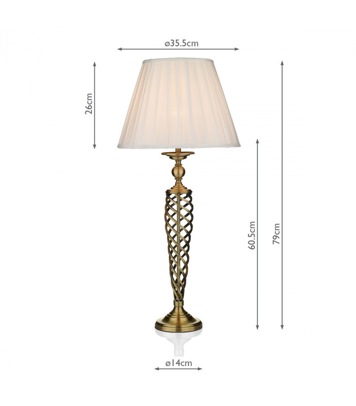 Table Lamp complete with Round Tapered Shade Antique Brass