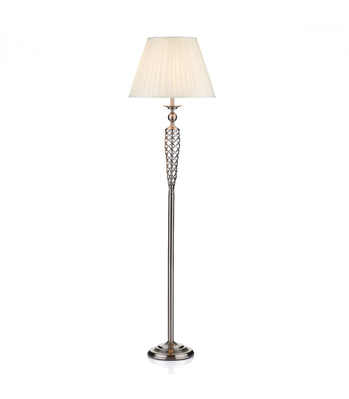Floor Lamp complete with Round Tapered Shade Satin Chrome