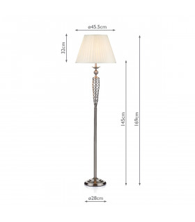 Floor Lamp complete with Round Tapered Shade Satin Chrome