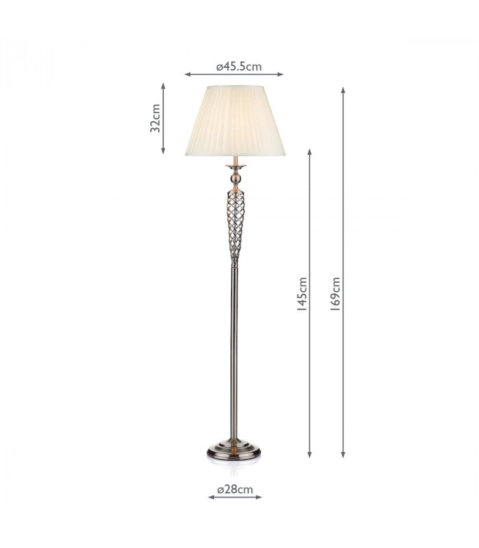 Floor Lamp complete with Round Tapered Shade Satin Chrome