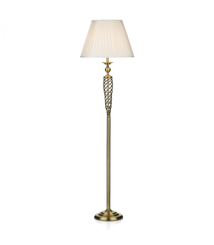 Floor Lamp complete with Round Tapered Shade Antique Brass