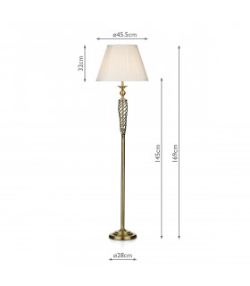 Floor Lamp complete with Round Tapered Shade Antique Brass