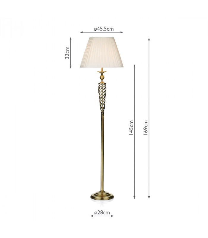 Floor Lamp complete with Round Tapered Shade Antique Brass