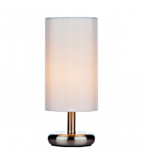 Cylindrical Touch Table Lamp Satin Chrome complete with Ivory Shade