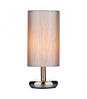 Cylindrical Touch Table Lamp Satin Chrome complete with Grey Shade