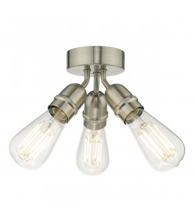 Flush Ceiling Light Satin Nickel, 3x E27