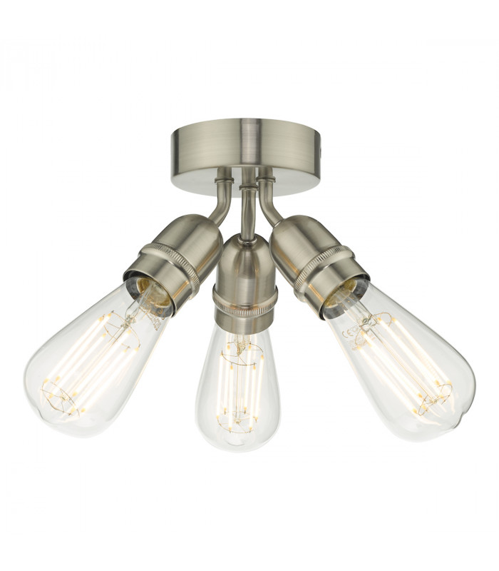 Flush Ceiling Light Satin Nickel, 3x E27
