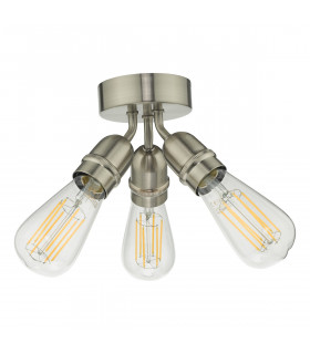Flush Ceiling Light Satin Nickel, 3x E27