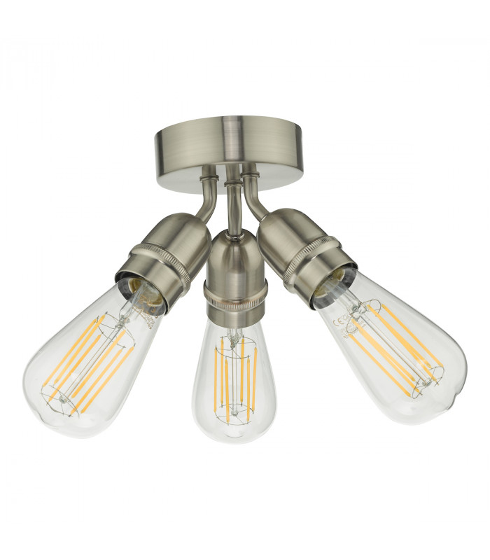 Flush Ceiling Light Satin Nickel, 3x E27