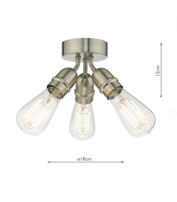 Flush Ceiling Light Satin Nickel, 3x E27