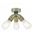 Flush Ceiling Light Antique Brass, 3x E27