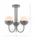Semi Flush Ceiling Light Light Grey Opal Glass, 3x E14