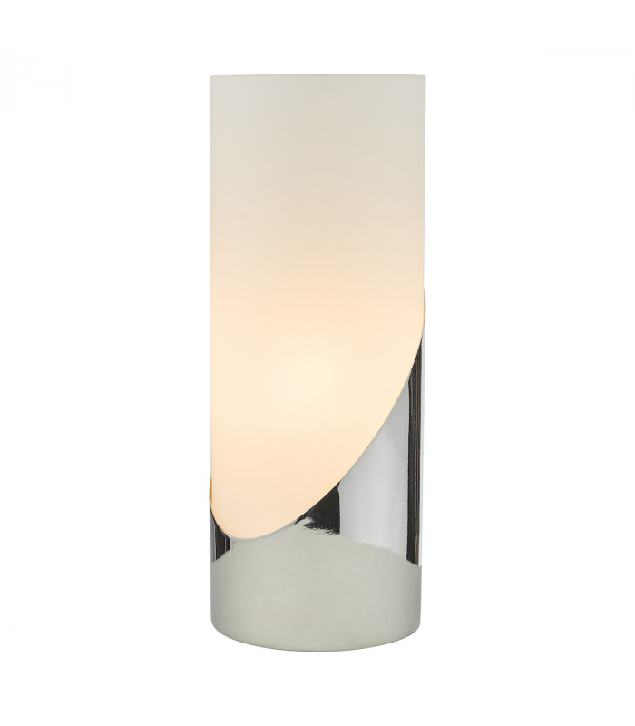 Cylindrical Touch Table Lamp Polished Chrome Opal Glass